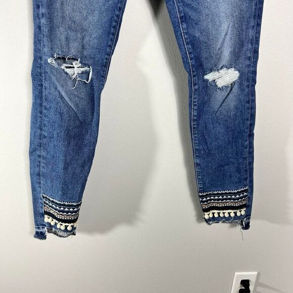 Mavi Tess Distressed Embroidered High-Rise Skinny Jeans Size 27 - Picture 5 of 10
